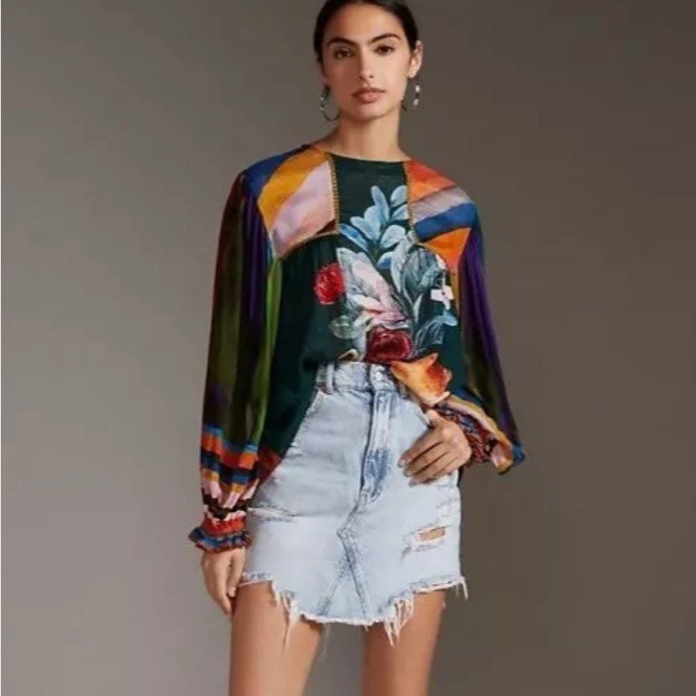 Bl-nk Miranda Peasant Blouse Anthropologie NWOT